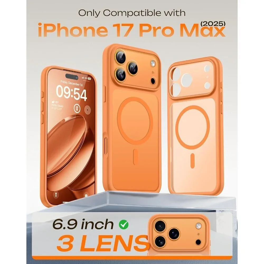 Orange Iphone 17 Pro Max Full Camera Protection Translucent Matte Phone Case